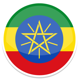 Rundes Emblem mit den Farben der äthiopischen Flagge und einem gelben Stern.