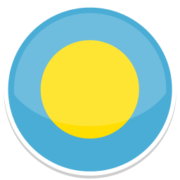 Ein blauer runder Button mit einem gelben Kreis in der Mitte.