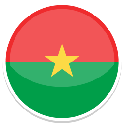 Runde Flagge von Burkina Faso: rote Oberhälfte, grüne Unterhälfte mit gelbem Stern in der Mitte.