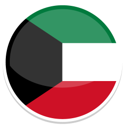 Flagge von Kuwait in einem runden, glänzenden Design.