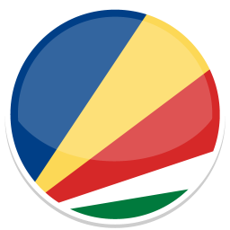 Flag der Seychellen mit blauen, gelben, roten und grünen Segmenten.
