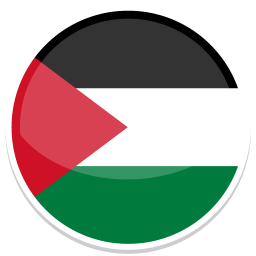 Flag of Palestine mit den Farben Schwarz, Weiß, Grün und Rot.