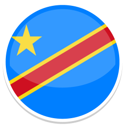Flagge der Demokratischen Republik Kongo mit blauer Hintergrundfarbe, rotem Streifen und gelbem Stern.