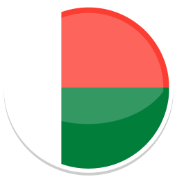 Flag von Madagaskar mit rotem, weißen und grünem Farbmuster.
