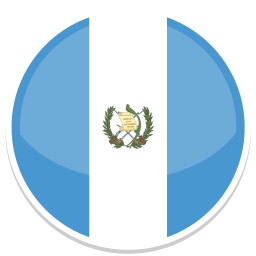 Flag von Guatemala mit eingezeichnetem Wappen auf blauem Hintergrund.