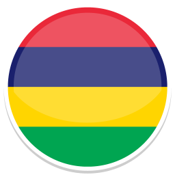 Flag von Mauritius mit horizontalen Streifen in Blau, Gelb, Rot und Grün.