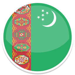 Flag of Turkmenistan mit grünem Hintergrund und turkmenischem Ornament.