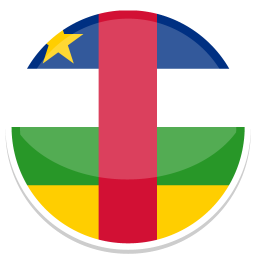 Rundes Symbol der Flagge der Zentralafrikanischen Republik mit Farbbalken.