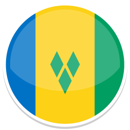 Runde Schaltfläche mit der Flagge von Saint Vincent und den Grenadinen.