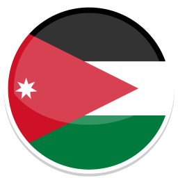 Flag von Jordanien mit roten, grünen und schwarzen Farben sowie einem weißen Stern.