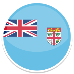 Flag of Fiji, featuring a blue background with the Union Jack and Fiji's coat of arms.