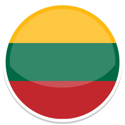 Rundes Wappen von Litauen in den Farben Gelb, Grün und Rot.