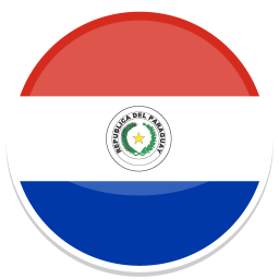 Flagge von Paraguay mit rot-weiß-blauem Design und Staatswappen in der Mitte.