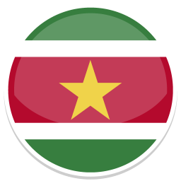 Flag von Suriname: rote und grüne horizontale Streifen mit einem gelben Stern in der Mitte.