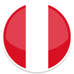 Runder Button mit der Flagge von Peru in Rot und Weiß.