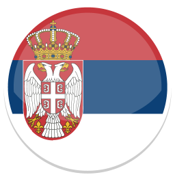 Flagge Serbiens mit einer Krone und einem doppelköpfigen Adler.