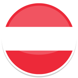 Rundes Symbol der österreichischen Flagge mit rot-weißen Farben.
