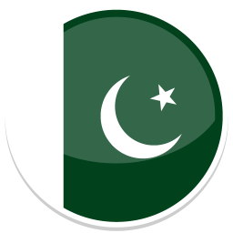 Flagge von Pakistan mit grünem Hintergrund, einem weißen Halbmond und einem Stern.