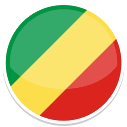 Rundes Emblem mit den Farben grün, gelb und rot, das die Flagge Kongo darstellt.