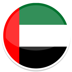 Flag der Vereinigten Arabischen Emirate mit den Farben rot, grün, schwarz und weiß.
