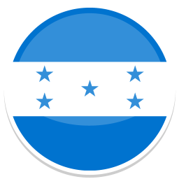 Flag von Honduras mit drei blauen Streifen und fünf Sternen auf weißem Grund.
