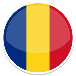 Rundes Emblem mit den Farben Blau, Gelb und Rot der rumänischen Flagge.