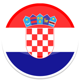 Rundes Wappen Kroatiens mit roten und weißen Karos und einer Begleitkrone.
