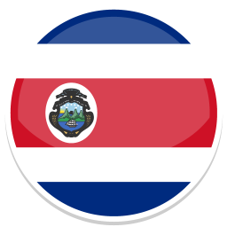 Flag of Costa Rica mit horizontalen Streifen in Rot, Weiß und Blau.