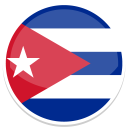 Symbol der Flagge von Kuba mit rotem Dreieck und weißem Stern auf blau-weißem Hintergrund.
