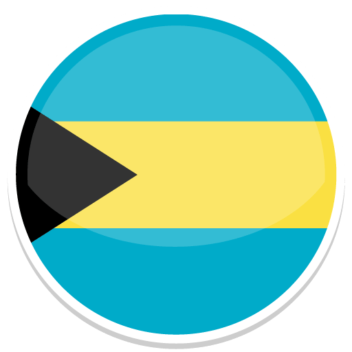 Runde Flagge der Bahamas mit blauem, gelbem und schwarzem Design.