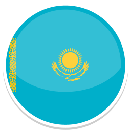Flag of Kazakhstan, turquoise background with a yellow sun and an eagle.