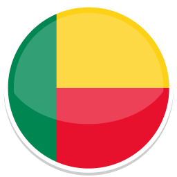 Kreisförmige Flagge von Benin mit grünem, gelbem und rotem Farbbereich.