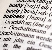 Definition von "business" aus einem Wörterbuch, mit hervorgehobenen Begriffen.