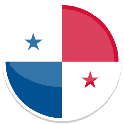 Flagge Panama Rundes Symbol mit den Farben der panamaischen Flagge und zwei Sternen.