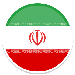Flagge Iran: Grüne und rote Streifen mit einem weißen Streifen und dem nationalen Emblem.
