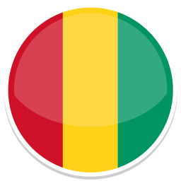 Rundes Symbol der Flagge von Guinea mit roten, gelben und grünen Streifen.