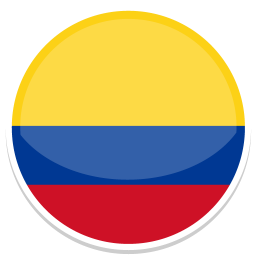 Flag of Colombia mit gelbem, blauem und rotem Streifen in einem runden Format.