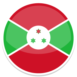 Flag von Burundi mit grünem, rotem und weißem Design sowie drei Sternen in der Mitte.