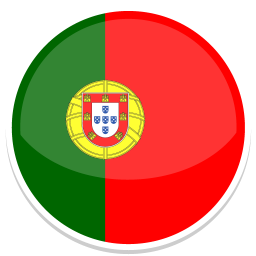 Runde Flagge Portugals mit grünen und roten Streifen und dem Wappen in der Mitte.