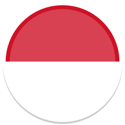 Runde Flagge Indonesiens mit rotem oberen und weißem unteren Bereich.