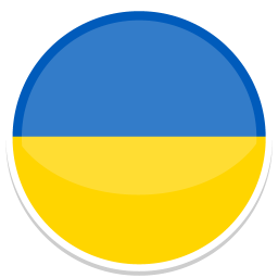 Rundes Symbol mit den Farben der ukrainischen Flagge: Blau oben, Gelb unten.
