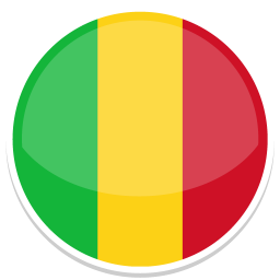 Rundes Emblem der Flagge von Mali in Grün, Gelb und Rot.