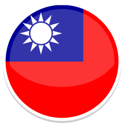 Flag von Taiwan mit blauem oberen Teil, weißer Sonne und rotem unteren Teil.