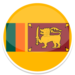 Flagge von Sri Lanka mit orangefarbenem, grünen und rotem Hintergrund sowie einem Löwen.